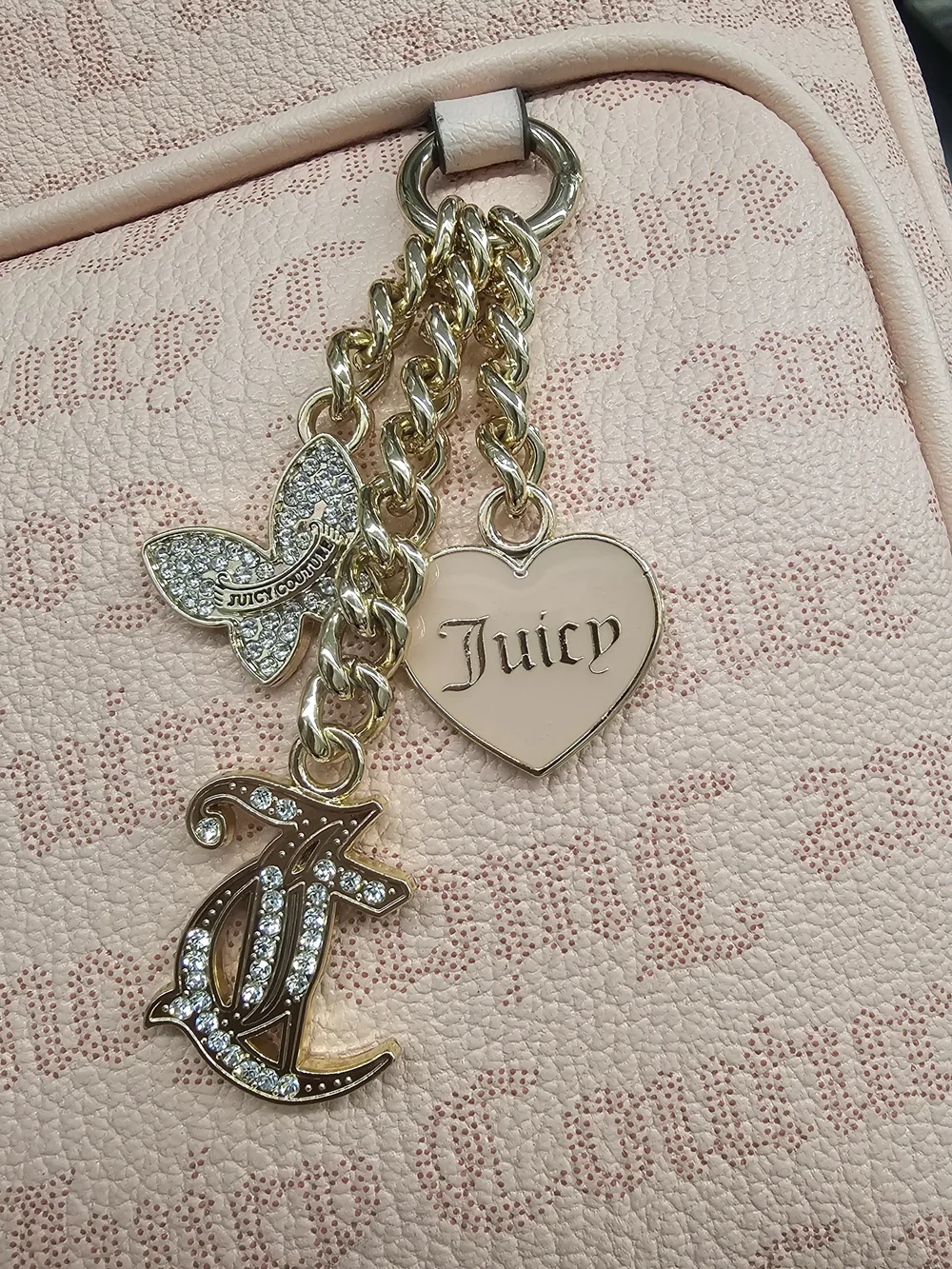 Juicy Couture Blush Monogram Mini Backpack with Gold Charm - Y2K Aesthetic - Picture 2 of 4